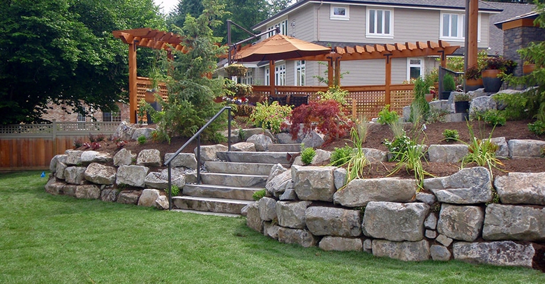 Natural Retaining Walls by No Limit Landscaping