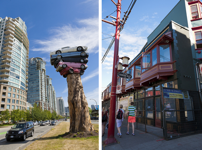 The Trans Am Totem and the Sam Kee building