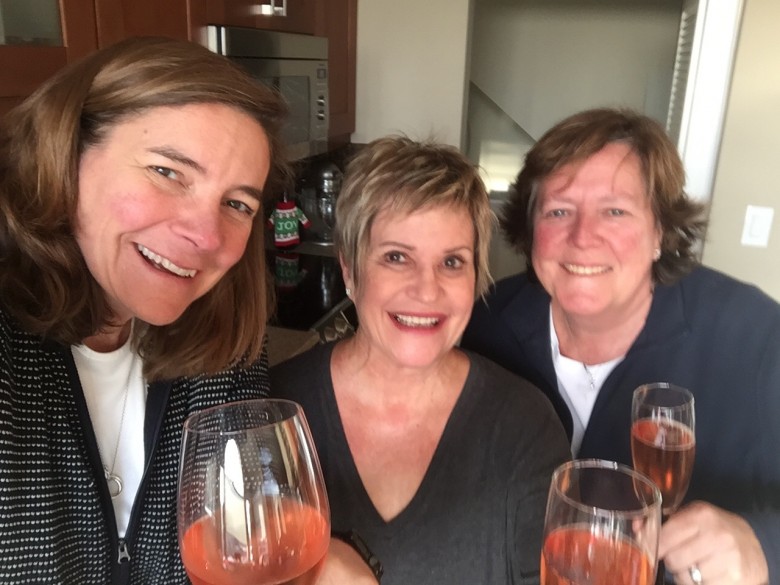 Julie, Auntie Mo, Mary toasting the Season December 2016